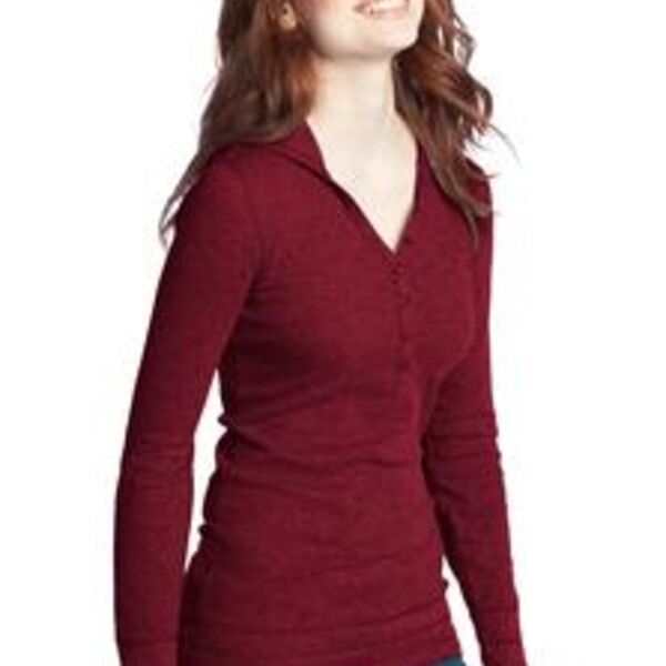 District® - Juniors Long Sleeve Thermal Henley Hoodie. DT218H  Thumbnail